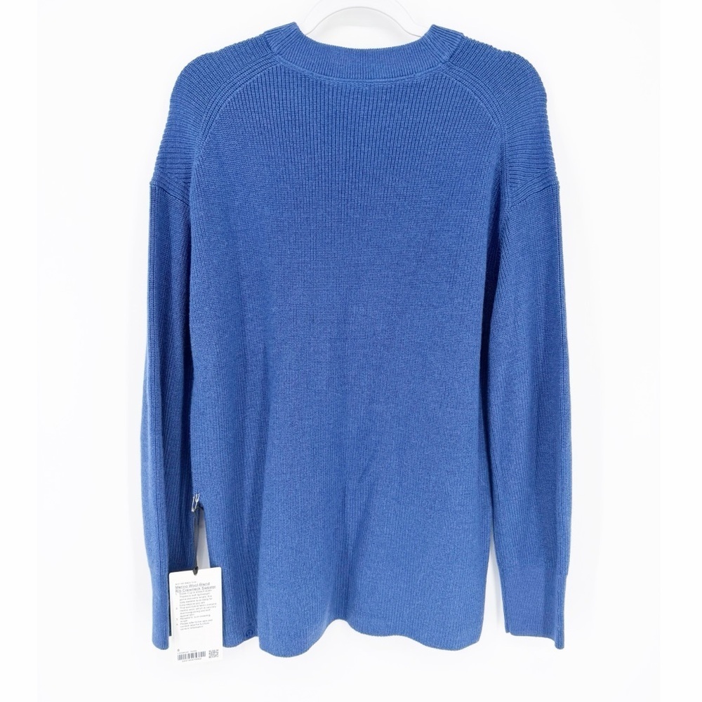 NWT Lululemon Merino Wool-Blend Ribbed Crewneck Sweater Heathered Psychic Size 8 - Picture 4 of 6